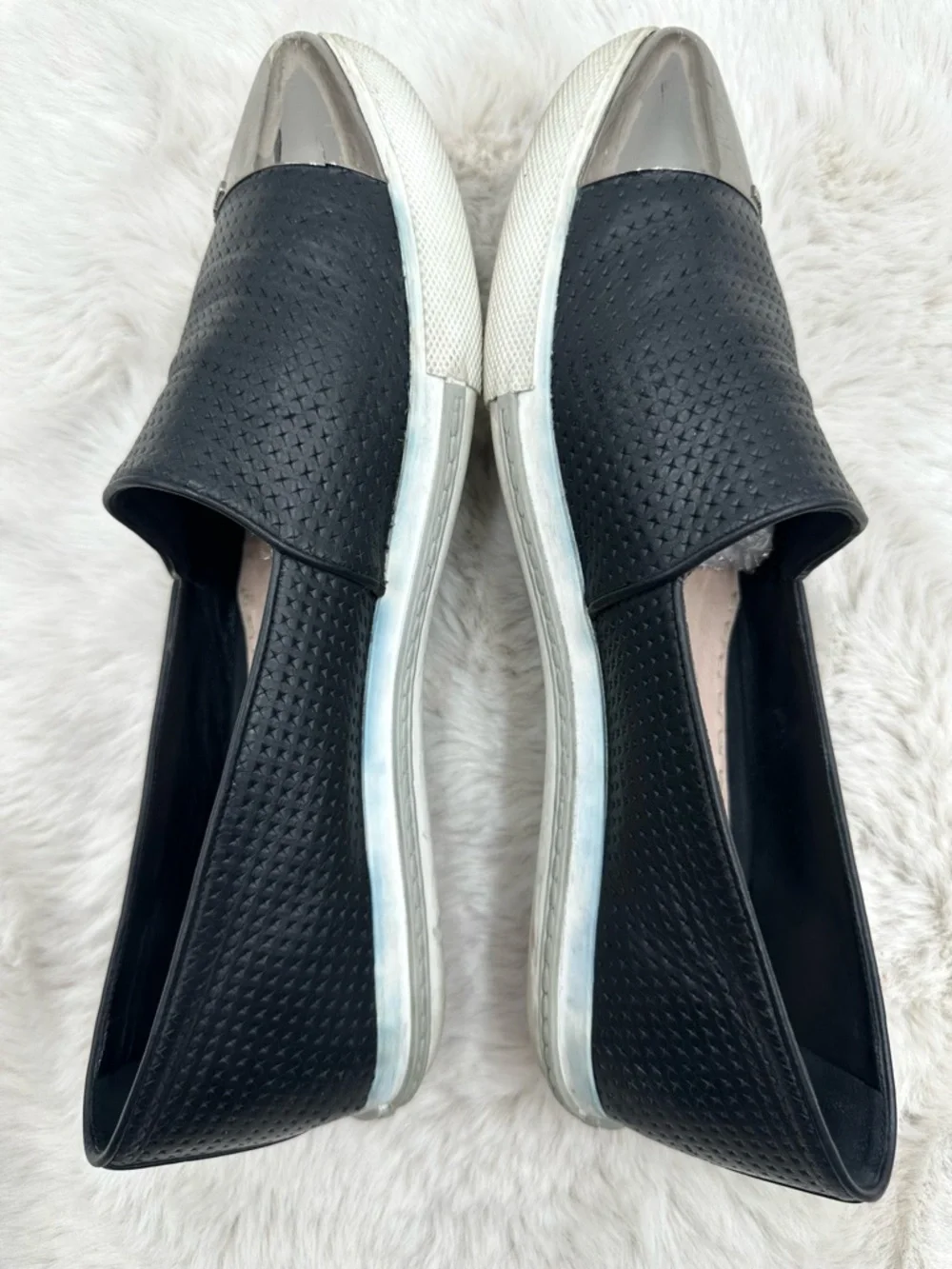 Miu Miu Platform Perforated Leather Metal Cap Toe Sneakers size 39 US 9 - Picture 8 of 12